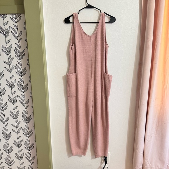 Pink Knit Oversized Baggy Jumpsuit Playsuit Pockets Small - Picture 2 of 8